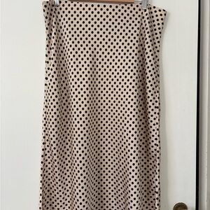 J. Crew Black and Cream Polka Dot Gwyneth Slip Skirt XL